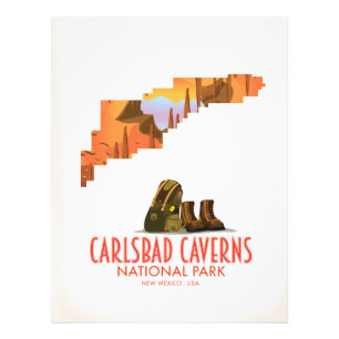 Impression Photo carte du parc national des grottes de Carlsbad au