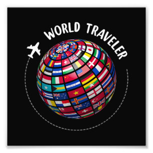 Impression Photo Carte du voyageur du monde, Voyageur du monde, Pay