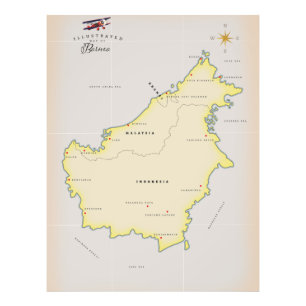 Impression Photo Carte illustrée de Bornéo