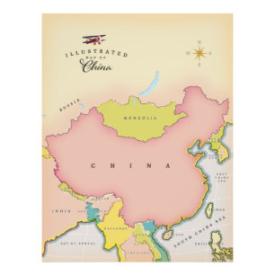 Impression Photo Carte illustrée de la Chine
