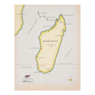 Impression Photo Carte illustrée de Madagascar