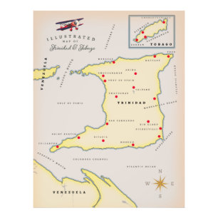 Impression Photo Carte illustrée de Trinidad & Tobago