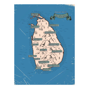 Impression Photo Carte Illustrée Des Voyages Du Sri Lanka