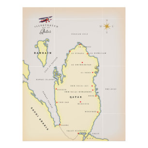 Impression Photo Carte illustrée du Qatar