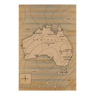 Impression Photo Carte météorologique vintage de l'Australie