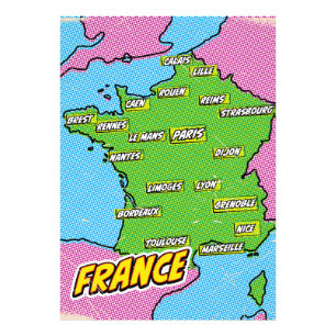 Impression Photo Carte Pop Art Illustrated France