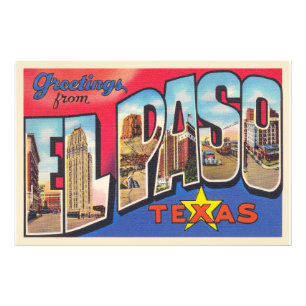Impression Photo Carte postale El Paso Texas TX Vintage
