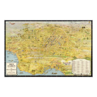 Carte restaurée du Grand Los Angeles vintage 1932