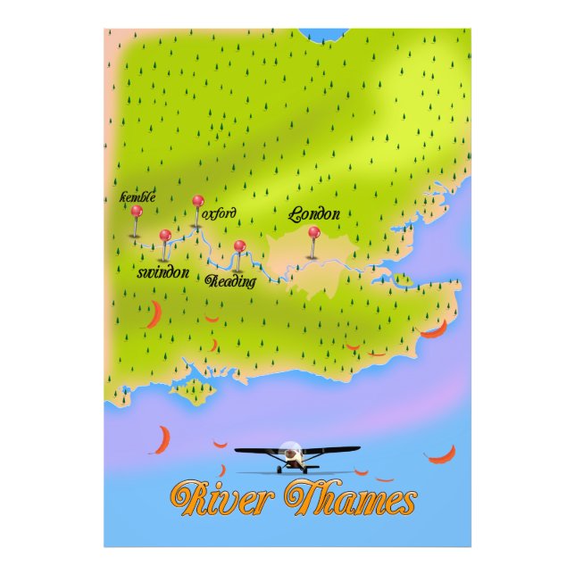 Impression Photo Carte River Thames Londres Angleterre (Devant)