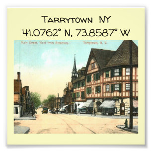 Impression Photo Carte Tarrytown NY Coordonnées Style Vintage