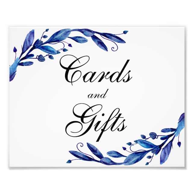 Impression Photo Cartes bleues et cadeaux signe mariage. Marine bot (Devant)