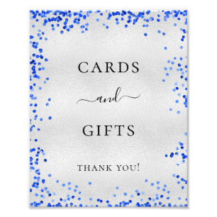 Impression Photo Cartes de mariage bleu argent