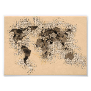 Impression Photo Cartographie du monde antique vintage Art de Voyag