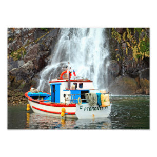 Impression Photo Cascade et bateau