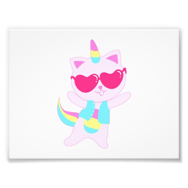 Impression Photo Cat cartoon magical unicorn - Choose back color (Devant)