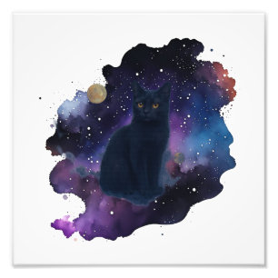 Impression Photo Céleste Chat Noir Esprit Mystique Animal Cosmique