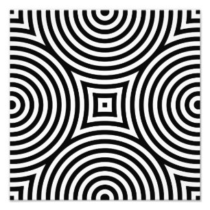 Impression Photo Cercles concentrés noir et blanc Motif