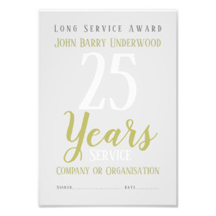 Impression Photo Certificat d'attribution de service long