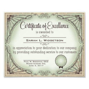 Impression Photo certificat d'excellence reconnaissance des employé