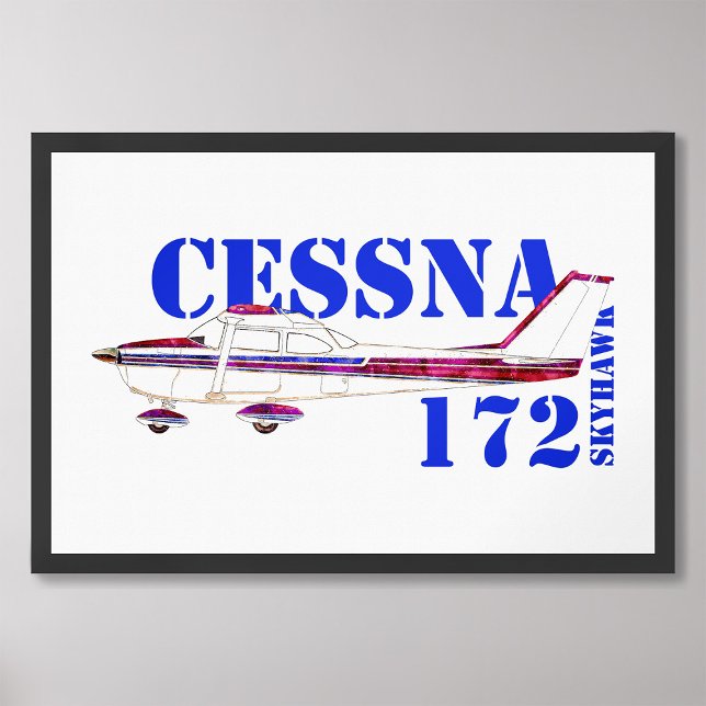 Impression Photo Cessna 172 Skyhawk Illustration Bold Text Design (Créateur téléchargé)