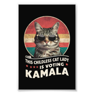 Impression Photo Cette dame aux chats sans enfants vote Kamala