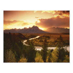 Impression Photo Chaîne de Teton au coucher du soleil, à partir d