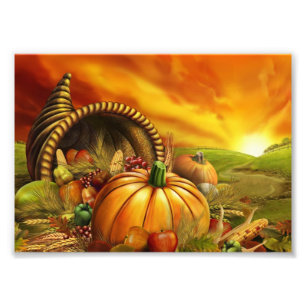 Impression Photo Champ de citrouille de Thanksgiving