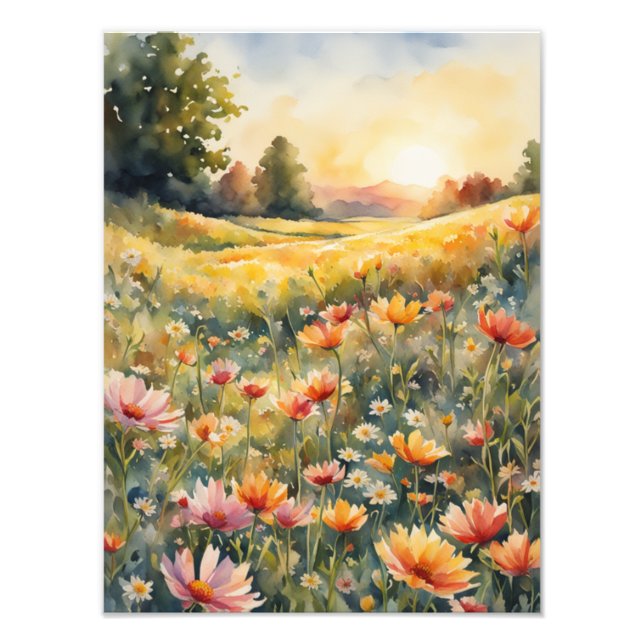 Impression Photo Champ de fleurs Serene Sunset (Devant)