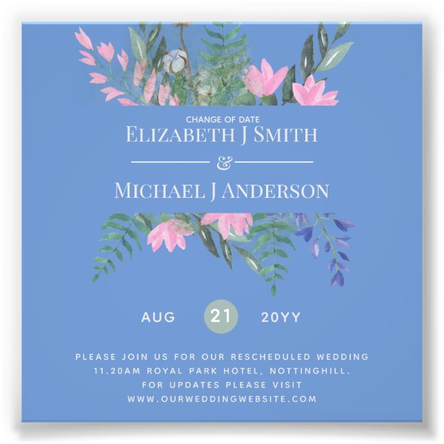 Impression Photo Changement de date Plans Report Fleur sauvage Chic (Devant)