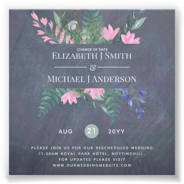 Impression Photo Changement de date Plans Report Fleur sauvage Chic (Devant)