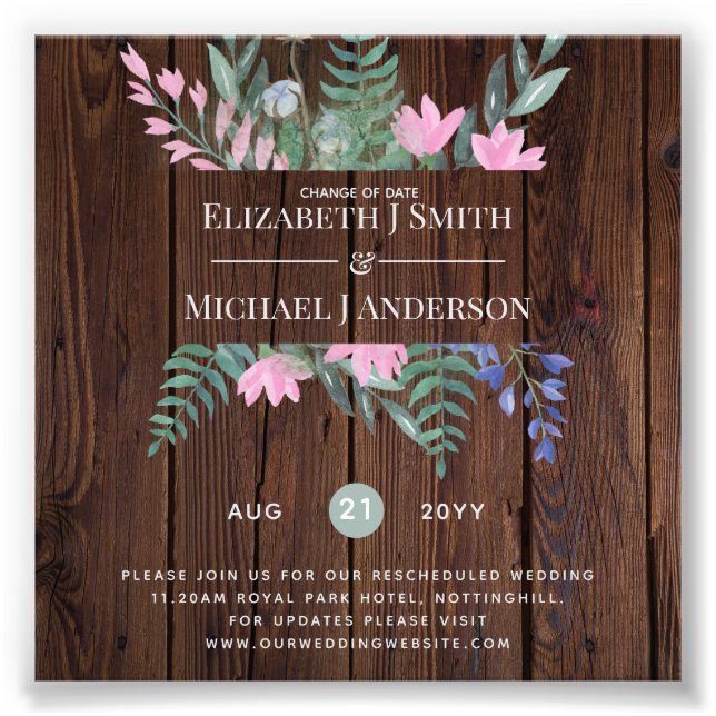 Impression Photo Changement de date Plans Report Fleur sauvage Chic (Devant)