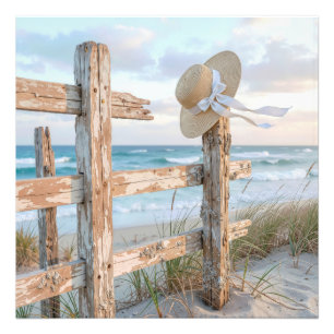 Impression Photo Chapeau de soleil de plage dans la brise océanique