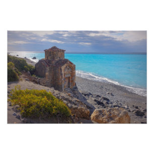 Impression Photo Chapelle de l'ère byzantine sur une plage en Crète