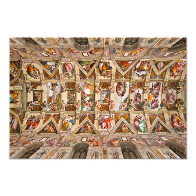 Impression Photo Chapelle Sixtine Plafond par Michel-Ange (Devant)