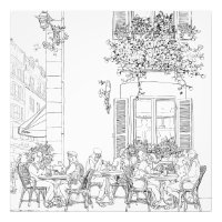 Charme Black White Paris Café Croquis