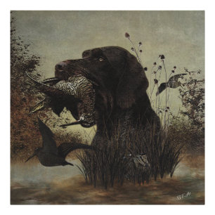 Impression Photo Chasse en laine avec pointeur À poils durs alleman