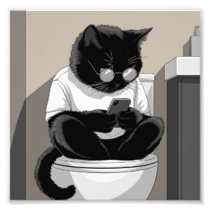 Impression Photo Chat assis sur une toilette