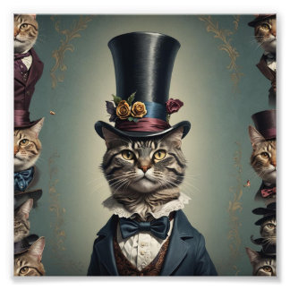 Impression Photo Chat victorien avec Tophat