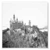 Château de Neuschwanstein en noir et blanc en hive