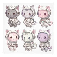 Chatons Astronautes Chibi Équipage Kawaii