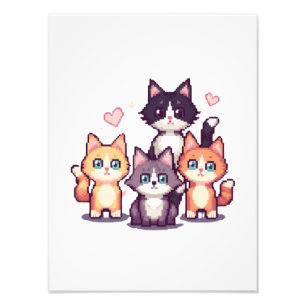 Impression Photo Chatons Colorés Pixelisés 