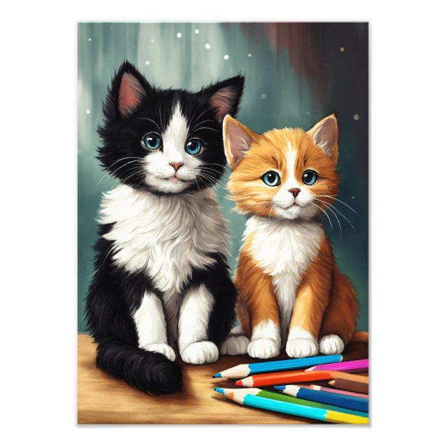 Impression Photo Chats à personnages noirs et blancs (Devant)