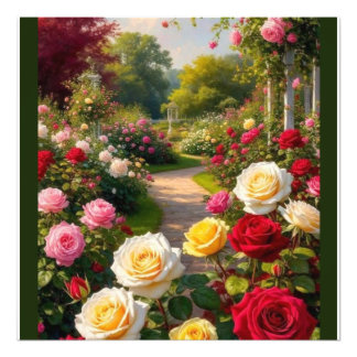 Impression Photo Chemin du jardin Rose romantique - Cottagecore Wal