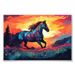 Impression Photo Cheval courant sur le champ Art abstrait Amoureux