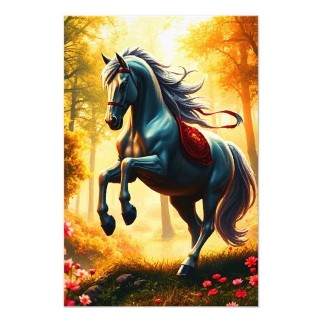 IMPRESSION PHOTO CHEVAL EN ARGENT (Devant)