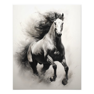 Impression Photo Cheval Esprit Libre Noir et Blanc