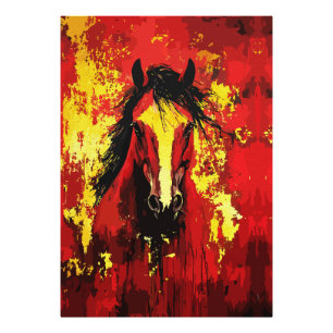 Impression Photo Cheval Majestueux – Esprit Fougueux en Or et Rouge