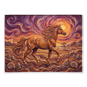 Impression Photo Cheval Sauvage Majestueux Dans un Paysage Fantasti