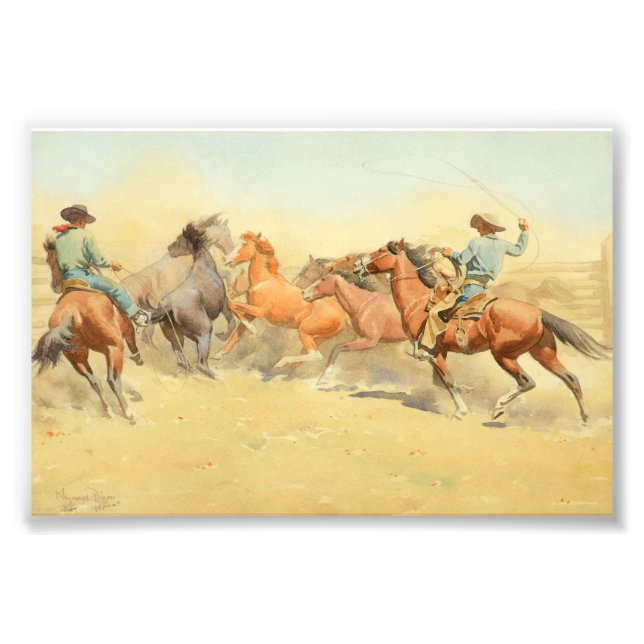 Impression Photo Chevaux de course par Maynard Dixon (Devant)