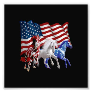 Impression Photo Chevaux États-Unis Drapeau américain Cheval